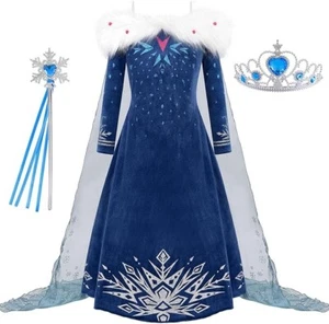Knemmy Elsa Princess Costume for Girls Halloween Dress Snow Cosplay Size 4 (120) - Picture 1 of 4