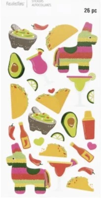 NEW Mexican Food STICKERS 26 Pcs TACO 🌮 Piñata Avocado 🥑 - Image 1 of 3