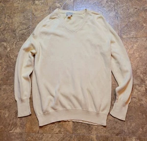 Vintage L.L. Bean Sweater Mens Large Tall Yellow Pullover V-neck Made In U.S.A. - Picture 1 of 7