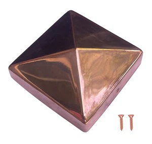 Tapa de poste de cobre sólido de 3,5 x 3,5 pulgadas Tapa de poste de valla Tapa de cubierta piramidal con tornillos - Imagen 1 de 6
