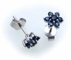 Earrings Real Sapphire IN White Gold 333 Plug Gold 8kt Sapphire Studs Ladies New