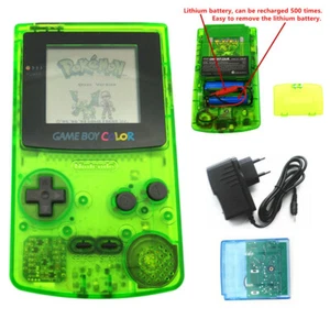 Transparent Green Rechargeable Nintendo Game Boy Color Console + Card + Charger - Picture 1 of 7