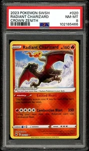 PSA 8 NM-MINT Radiant Charizard 020 Crown Zenith Pokemon Card - Picture 1 of 2