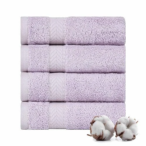 Textilom 100 Turkish Cotton 4 Piece Luxury Washcloth Towel Set for Bathroom Su