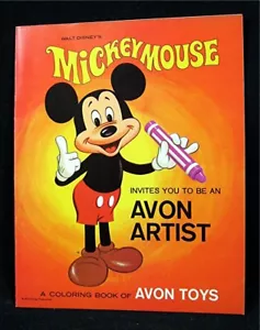 1969 Walt Disney Mickey Mouse Werbe Adv Gewinnspiel Avon Spielzeug Malbuch - Bild 1 von 2