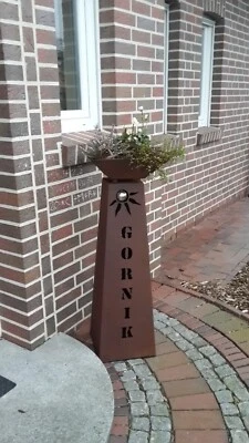 Konische Rost Säule+Schale RS106+S11 Individualisierbar- mit Wunschtext - Bild 1 von 3