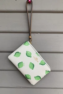 COACH authentic leather lime print small wristlet New - Picture 1 of 9