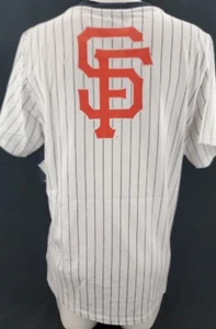 NEW San Francisco Giants SF New Era pinstripe SS White V-Neck Shirt Women's XL - Picture 1 of 9