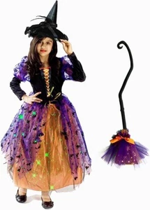 FASHION WORLD Girls Orange Witch Costume, Medium - Picture 1 of 1