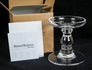 NIB Reed & Barton “Weston” Medium Pillar Holder 4.25” tall Glass Poland #883557 - Picture 1 of 8