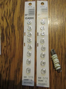 16 botones transparentes blancos clásicos vintage de 5/16" 4 agujeros NUEVOS y 8 usados - Imagen 1 de 1