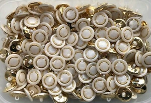 20mm 32L Ivory White Pearlescent & Gold Shank Coat Craft Button Buttons (Y30) - Picture 1 of 1
