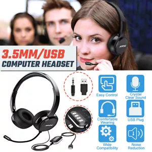 Mpow Office Home Bluetooth Headset Low Noise Cancelling Wired Headphone w/ Mic - Picture 1 of 20