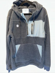 Bearded Goat Fleece 1/4 Zip Jacket Size XL Heather Blue EUC - Picture 1 of 9