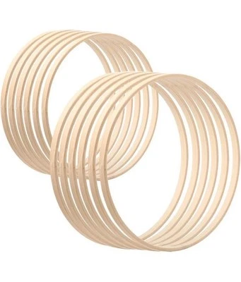 Wooden 8” Hoops Macrame Crochet Dream Catcher Mandala Crafting - Lot of 6 - Image 1 of 4