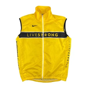 Nike LIVESTRONG Vest Mens Large Yellow Lance Armstrong Sleeveless Cycling Jacket - Picture 1 of 12