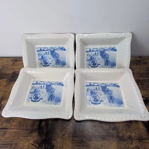 4x Vintage Blue & White Ceramic Shredded Wheat Cereal Bowls 1892- 1992 - Foto 1 di 7