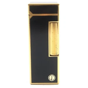 dunhill Square Lack Logo Roller Gas Feuerzeug Schwarz Gold Swiss Made Zündung - Bild 1 von 7