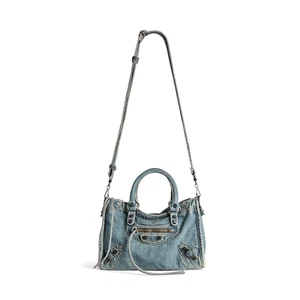BALENCIAGA Le City Small $2290 Washed Blue Denim Handbag New - Picture 1 of 4