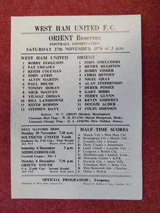 WHU v LEYTON ORIENT | 1976/1977 | RESERVAS | 27 NOV 1976 | UK FREEPOST - Imagen 1 de 2