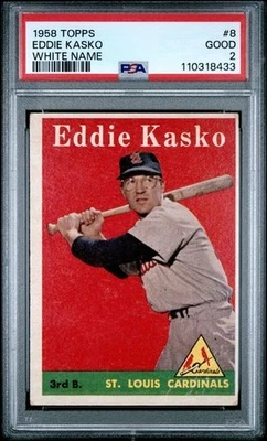 1958 Topps Eddie Kasko nombre blanco #8 PSA bueno 2 Foto 1 de 2