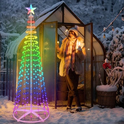 1.8M/2.1M Christmas Cone Tree Light Outdoor Xmas Tree Light Decor w/App+Remote - Image 1 of 4