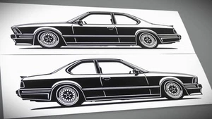Pegatina BMW E24 635 CSI Silhouette BMW E24 CSI Sticker Silhouette negra nueva - Imagen 1 de 21