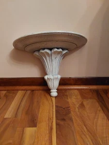 Vintage handgeschnitztes Massivholz Wandleuchter Regal weiß Crackle - Bild 1 von 4