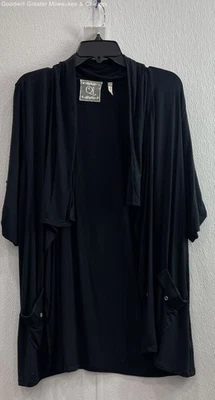 Cárdigan drapeado manga 1/2 delantero abierto negro Qi para mujer talla grande nuevo con etiquetas Foto 1 de 3