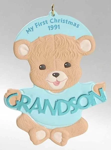 1991 Hallmark Christmas Ornaments Grandson's 1st Christmas - Boxed 916775 - Picture 1 of 1