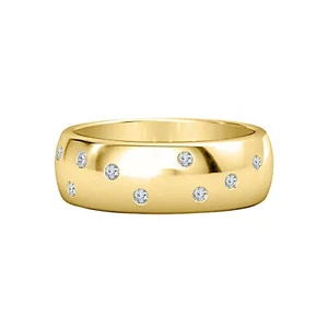 0.90CT Round Cut Moissanite Band 18K Yellow Gold Plated Men's Wedding Ring - Picture 1 of 6
