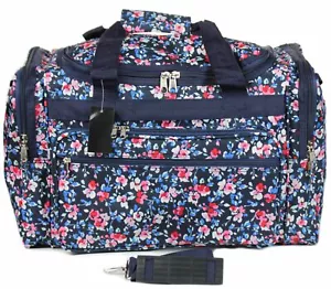 Floral Flower Print Blue Duffle Travel Bag For Women Girls Large 19" x 11" x 9" - Picture 1 of 4