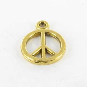 Charm de Metal Pequeño Peace And Love Dorado 10 Piezas - Imagen 1 de 1