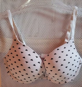 Victoria's Secret "Pink" Pushup Bra 32C Underwire Black and White Back Fasten - Picture 1 of 10