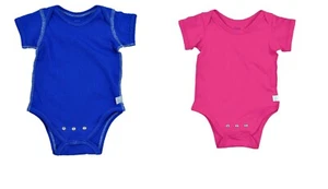 Baby Organic Adjustable Bodysuit 0 3 6 12 mths Pink Blue iplay outside seam NEW - Picture 1 of 12