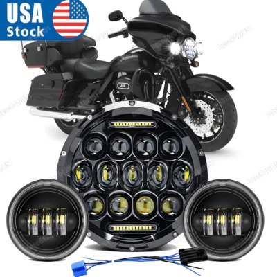 Faro LED 7" + lámparas de paso para Harley Davidson Electra Glide Ultra Classic Foto 1 de 4