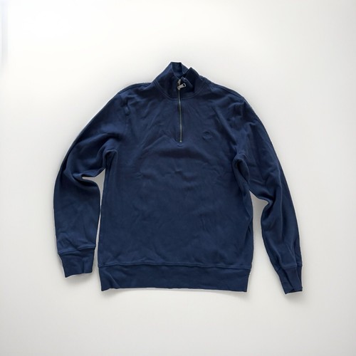 BURBERRY BRIT maglione uomo grande 1 2 zip pullover manica lunga felpa blu navy