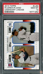 2010 TOPPS ROD CAREW/REGGIE JACKSON LEGENDARY LINEAGE #LL64 PSA 10 POP 7 (252) - Picture 1 of 2
