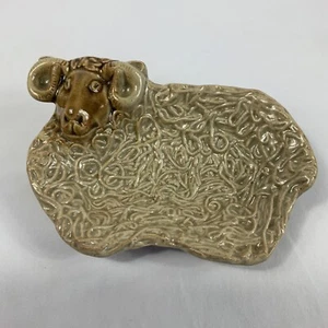 Vintage Unique Ceramic Spaghetti Sheep Ram Soap Trinket Dish 6" - Picture 1 of 7