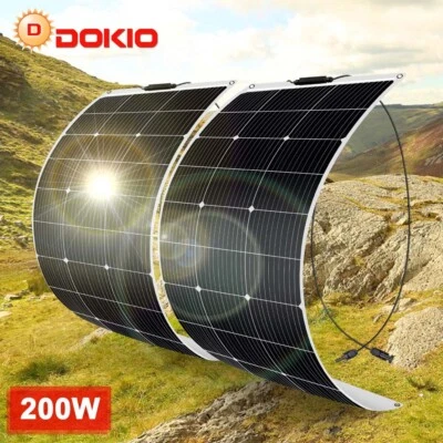 Dokio 100W 200W 400W flexibel Solarpanel Kit fur Wohnmobil/Batterie/Haus/Boot - Bild 1 von 4
