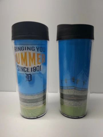 Detroit Tigers Plastic Hot Cold 18 oz. Comerica Park Tumbler 2019 New Set of 2!! Cover