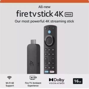 NEW Amazon Fire TV Stick 4K MAX (Newest Gen, 16GB) Wi-Fi 6E - UK Version - New - Picture 1 of 6
