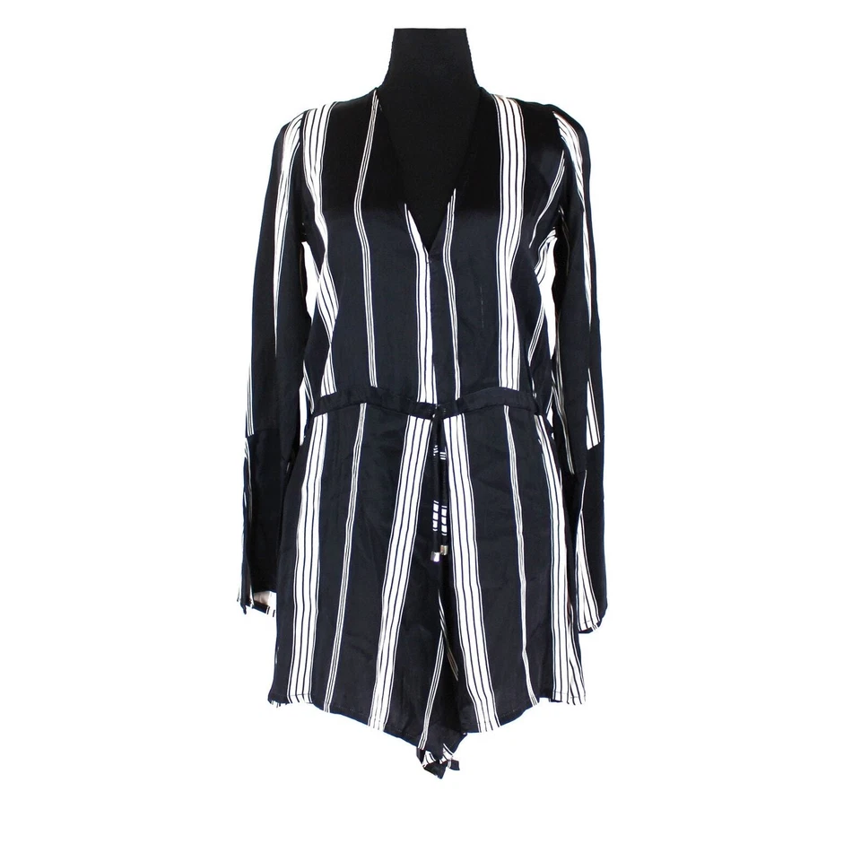 Faithfull The Brand Negro Blanco Rayas Joya Mameluco XS Manga Corta Largo Mono Foto 1 de 4