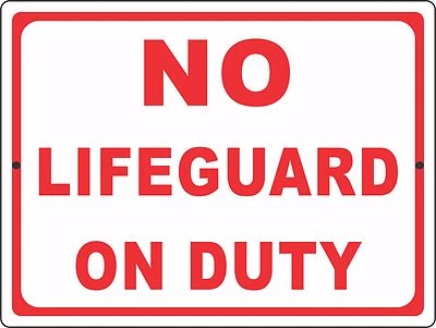 Sin salvavidas de servicio, sin natación, señal de piscina,, advertencia precaución, señal de política,  Foto 1 de 2