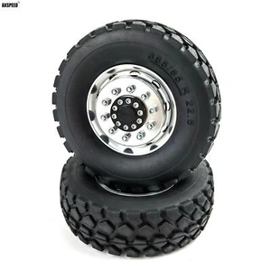 AXSPEED 2x Vorderrad Felgen+Reifen Reifen für Tamiya Traktor 1:14 RC LKW Auto - Bild 1 von 11