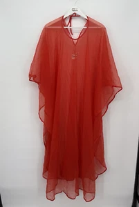 Cahill Lingerie Vintage Red Sheer Long Poncho Overlay Peignoir Size Small Nylon - Picture 1 of 13