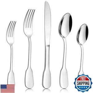 18/10 Silverware Set, E-far 20-Piece Stainless Steel Flatware Cutlery Set Ser - Picture 1 of 5