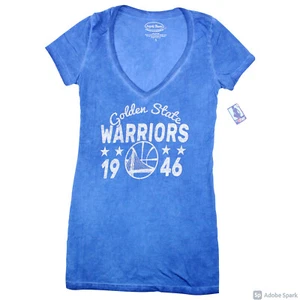 NEW Golden State Warriors Majestic Threads City Pop Women's V-Neck T-shirt Royal - Picture 1 of 7