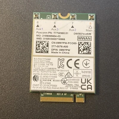 New Dell Latitude 5420 5424 7424 T77W968 DW5821e  X20 LTE 09m7pw 9m7pw W48 - Image 1 of 2