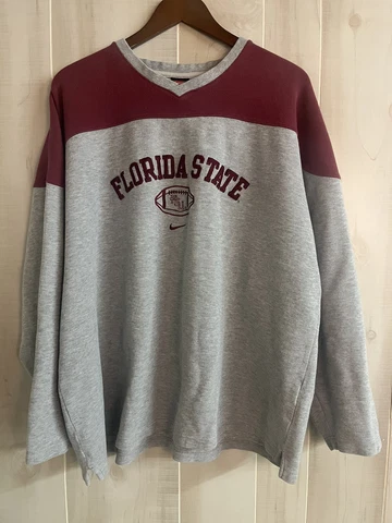 Vtg Florida State FSU Seminoles Nike Embroidered Center Swoosh Sweatshirt 2XL Cover